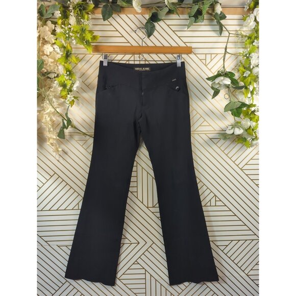 Vintage Y2K Guess Collection Pants Bootcut Black Gothic Grunge Buckle Size 27 - Picture 4 of 6